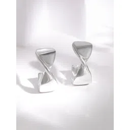 Rubans Voguish Rhodium-Plated Contemporary Studs-picture-25