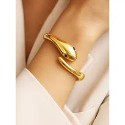 rubans voguish Rubans 22K Gold-Plated Snake Design Black Stone Eyes Bracelet-picture-14