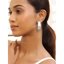 rubans voguish Rubans Rhodium-Plated Matte Finish Bold Hoop Earrings-picture-19