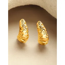 Rubans Voguish Stainless Steel 18k Gold-Plated Contemporary Half Hoop Earrings-picture-10