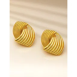 Rubans Voguish Stainless Steel 18K Gold Plated Contemporary Studs-picture-14