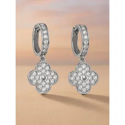 Rubans Voguish Stainless Steel Rhodium Plated Artificial Stones Studded Drop Earrings-picture-24