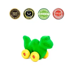 RUBBABU Natural Rubber Little Dinosaur Pull Along Toy-  Green-picture-28