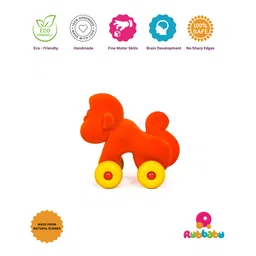 RUBBABU Natural Rubber Little  Monkey  Pull Along Toy- Orange-picture-19