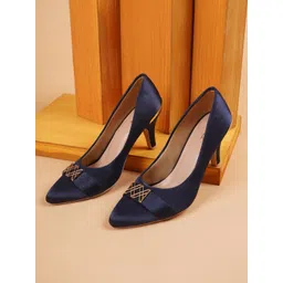 Rubeezz Women Blue Embellished Party Pumps-image-36