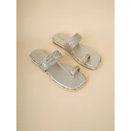 Rubeezz Women Embellished Party One Toe Flats-image-6