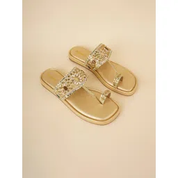 Rubeezz Women Embellished Party One Toe Flats-image-49