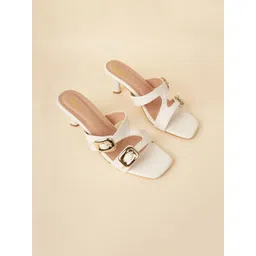 Rubeezz Women Open Toe Party Kitten Sandals with Buckles-image-31