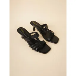 Rubeezz Women Textured Kitten Heels Sandals-image-22