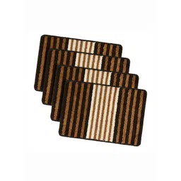 RUBOXA 4-Pcs Brown Striped Anti-Skid Rectangle Doormats-image-4