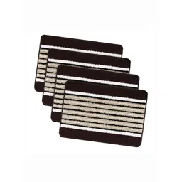 RUBOXA 4-Pcs Brown Striped Anti-Skid Rectangle Doormats-image-6