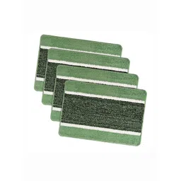 RUBOXA 4-Pcs Green Striped Anti-Skid Rectangle Doormats-image-0