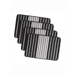 RUBOXA 4-Pcs Grey & Black Striped Anti-Slip Rectangle Doormats-image-5