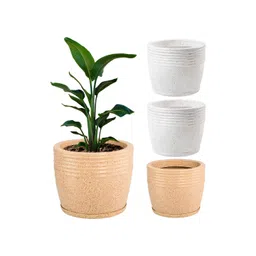 RUBOXA 4Pcs Brown & White UV ProtectedPlanters-image-15