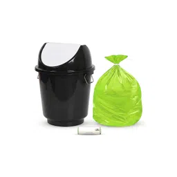 RUBOXA Black & White Round Leak-Free Swing Lid Dustbin With Roll Black Garbage Bag - 25 L-picture-14