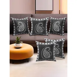 RUBOXA Black Set of 5 Ethnic Motifs Square Cushion Covers-picture-41