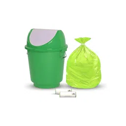 RUBOXA Blue & White Round Leak-Free Swing Lid Dustbin With Garbage Bag Roll - 25 L-picture-33