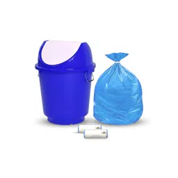 RUBOXA Blue & White Round Leak-Free Swing Lid Dustbin With Garbage Bag Roll - 25 L-picture-20