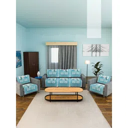 RUBOXA Blue & White Velvet Sofa Cover-picture-22