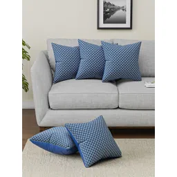 RUBOXA Blue Set of 5 Geometric Square Cushion Covers-picture-12
