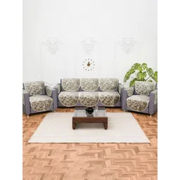 RUBOXA Cream-Coloured 16 Pieces Cotton Sofa Cover With Arms-picture-28