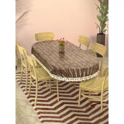 RUBOXA Cream-Coloured Anti-Skid Plastic 6-Seater Table Cover with Textured details-image-42