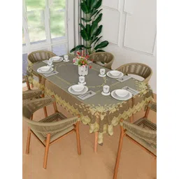 RUBOXA Cream-Coloured Anti-Skid Plastic 6-Seater Table Cover with Textured details-image-43