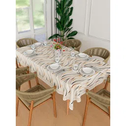 RUBOXA Cream-Coloured Anti-Skid Plastic 6-Seater Table Cover with Textured details-image-47