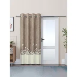 RUBOXA Cream-Coloured Floral Printed Door Curtain-image-4