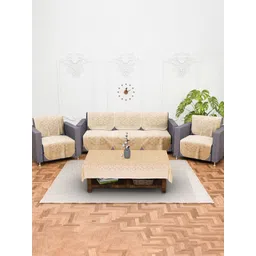 RUBOXA Cream-Coloured Printed Cotton Sofa Cover-picture-23