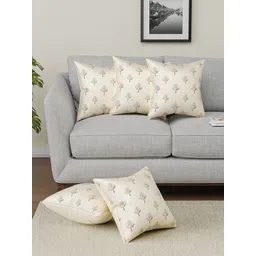 RUBOXA Cream-Coloured Set of 5 Ethnic Motifs Square Cushion Covers-picture-24