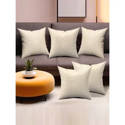 RUBOXA Cream-Coloured Set of 5 Striped Square Cushion Covers-picture-14