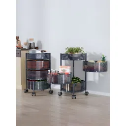 RUBOXA Dark Grey Pack of 2 Solid Round Storage Rack with Wheels-picture-21