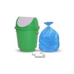 RUBOXA Green & White Round Leak-Free Swing Lid Dustbin With 2 Roll Black Garbage Bag 25 L-picture-33