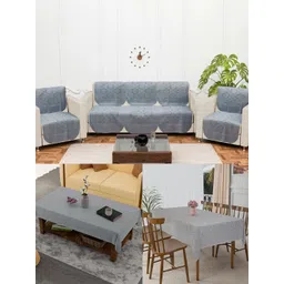 RUBOXA Grey Printed Cotton Sofa Cover-picture-40