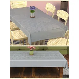 RUBOXA Grey Set of 2 Floral Anti-Skid Cotton 6-Seater Table Cover image 1