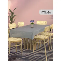 RUBOXA Grey Set of 2 Floral Anti-Skid Cotton 6-Seater Table Cover image 4