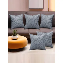 RUBOXA Grey Set of 5 Velvet Square Cushion Covers-picture-26