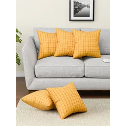 RUBOXA Mustard Set of 5 Geometric Square Cushion Covers-picture-39