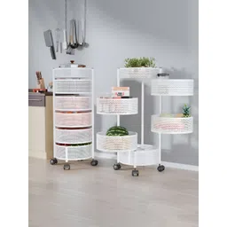 RUBOXA Pack of 2 White 6 layer Round Shape Multi-Utility Storage Rack-picture-10