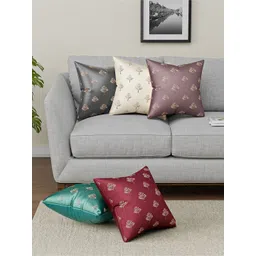 RUBOXA Purple & Green Set of 5 Ethnic Motifs Square Cushion Covers-picture-11