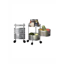 RUBOXA Set of 2 Silver 2-Tier Rotating Kitchen Storage Rack Silver-picture-38