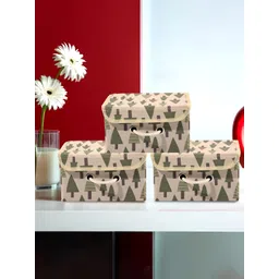 RUBOXA Set Of 3 Cream Fabric Wardrobe Drawer Organiser-picture-24