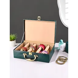 RUBOXA Teal Green 4 Rod Premium Faux Leather Bangles Box With Handle Jewellery Organisers-picture-21