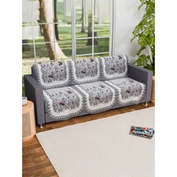 RUBOXA White & Grey Printed Polyester Sofa Cover-picture-18