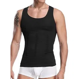 rubs Tummy Tucker Vest Slimming Body Shaper Men Thermal Compression Base Layer Belly Buster Undershirt Vest to Look Slim in Parties/Family Functions (Black-M)-picture-32
