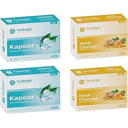 RUCHAA FASHION Natural Handmade Haldi Chandan + BhimSeni Camphor & Menthol Coolant Soap | Deeply cleanses and detoxifies | glowing Skin| Tan removal | Anti-Itching | Anti-Infection |Suitable for all skin types| Pack of 4(100gm*4) (400gm)-picture-36