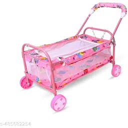 rudra creations Baby Cradle with Wheels, Foldable Design with Canopy for 0-12 Months Baby image 3