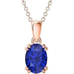 rudra fashion jewellery 5x7mm to 10x12mm Oval Cut Created Blue Sapphire 14k Gold Over .925 Sterling Silver Double Prongs Cross Pendant Valentine's Days for Women's-picture-11