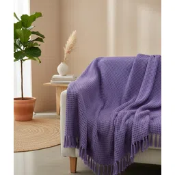 RUDRA HOME Premium Waffle Weave Cotton Throw Blanket with Tassels Soft & Lightweight | 50x60 inches | Sofa Fabric-picture-17